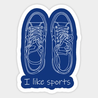 I like sports. Sneakers. White line art work Sticker